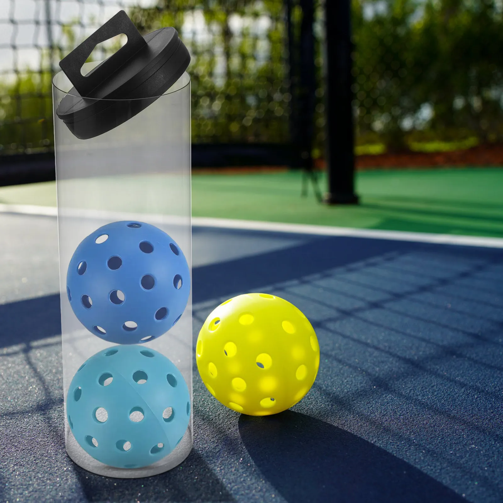 

Clear Tennis Ball Cylinder Plastic Storage Container Tube Lid Pickleball Ball Organizer Holder Display Canister