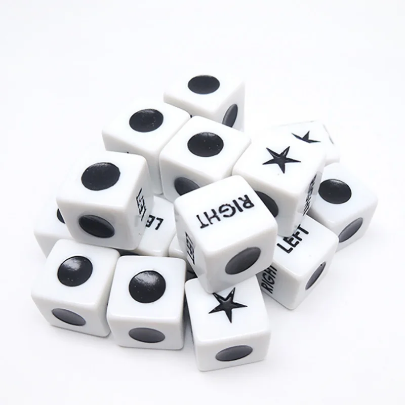 10 Pcs/lot Five-pointed star /Circle PatternDice Puzzle Game 6 Sided Dice Funny Game Accessory 16mm