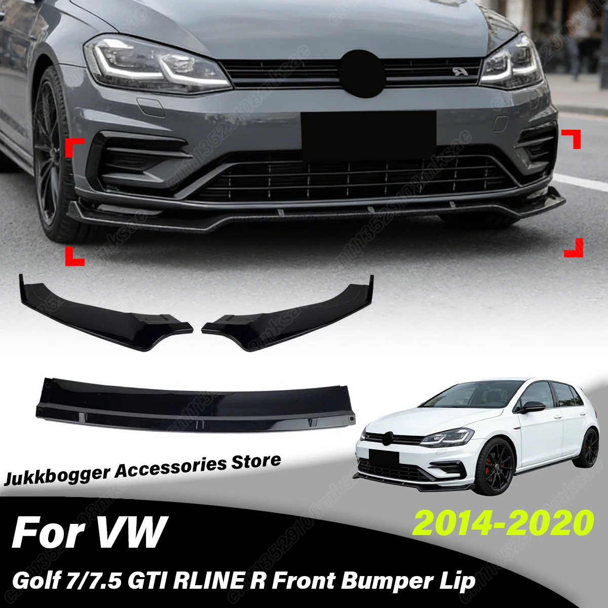 

Для Volkswagen Golf 7/7.5 GTI RLINE R 2014-2020: Декоративный спойлер-накладка на передний бампер, элемент обвеса кузова