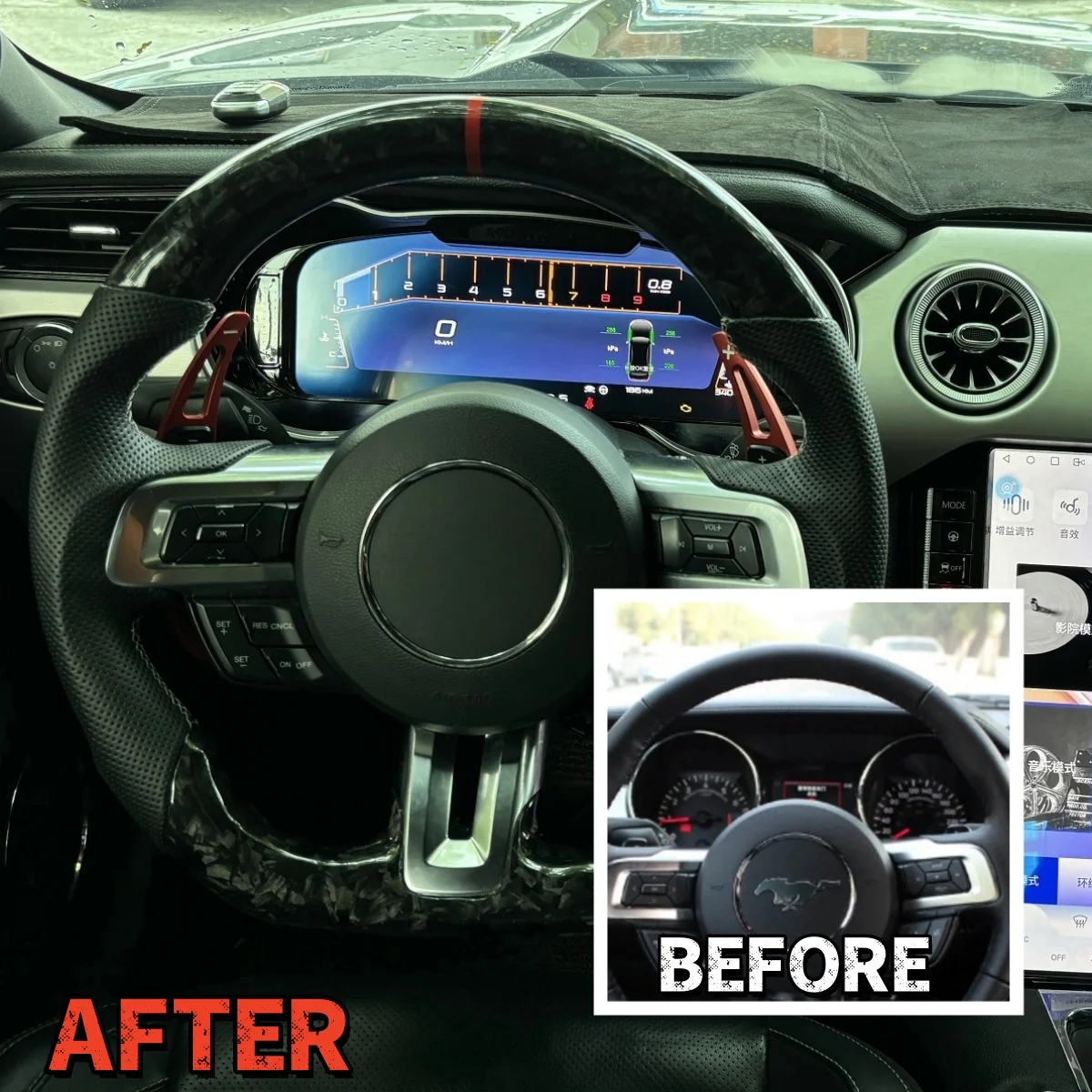Plug & Play LCD Digital Dashboard Cluster 12.3 inch For Ford Mustang 2015 16~20 2021 Support HDMI Carplay Radio Instrument Panel