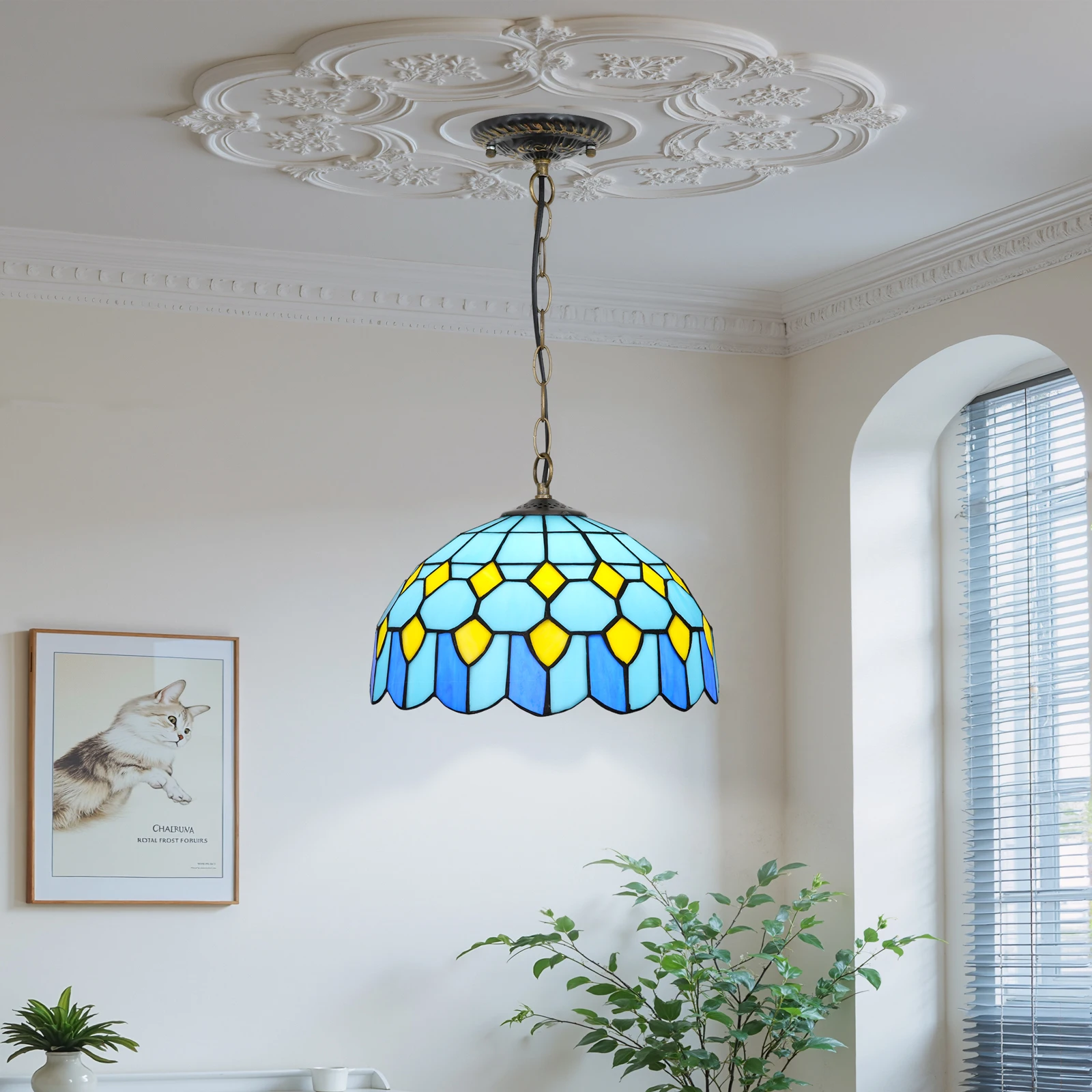 

Retro Modern Style Colorful Glass Chandelier Mediterranean Pendant Light For Bar Bedroom Balcony Creative Decor