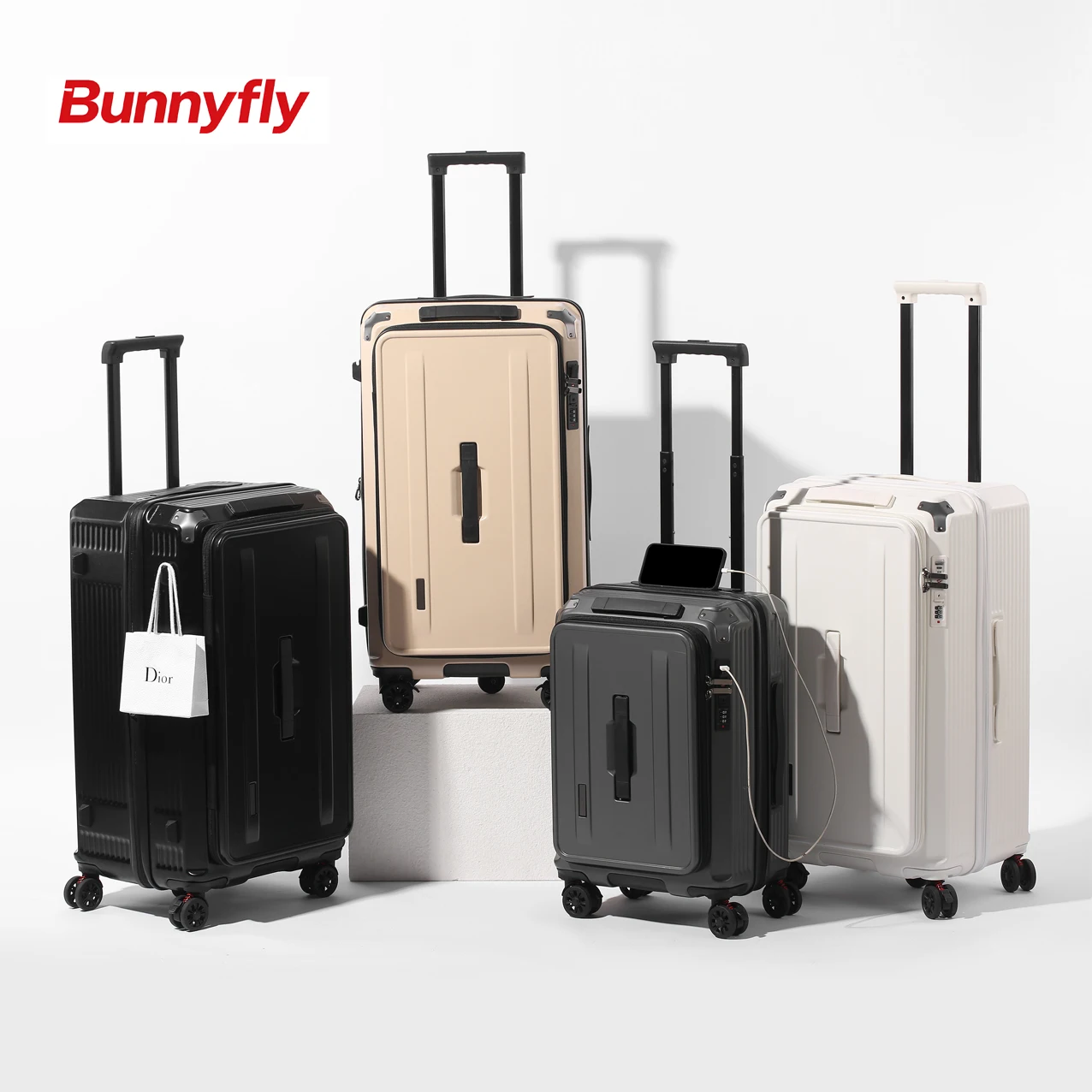 BunnyFly Expandable Luggage Large-Capacity Thickened Trolley Case Travel Suitcase Luggage with Combination Lock