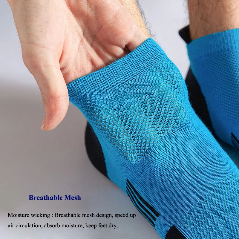 Summer Sports Running Socks Thin Cotton Breathable Mesh Sweat-absorbing Fitness Seamless Toe Y Shape Heel Low Cut Men Boat Socks