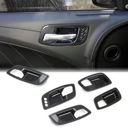 Carbon Fiber Inner Door Handle Bowl Cover Trim for Dodge Charger 2011-2021/ Chrysler 300 2015-2021 5PCS/SET