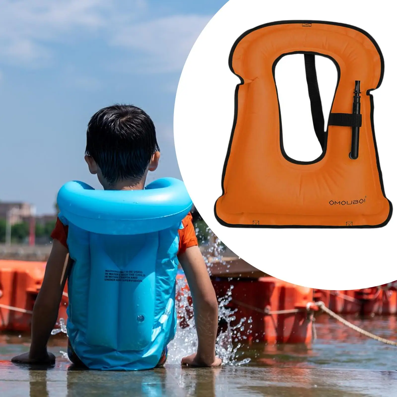 

Inflatable Swim Vest High Visibility PVC Safety Jacket Life Buoyancy Device for Water Activities and Sports