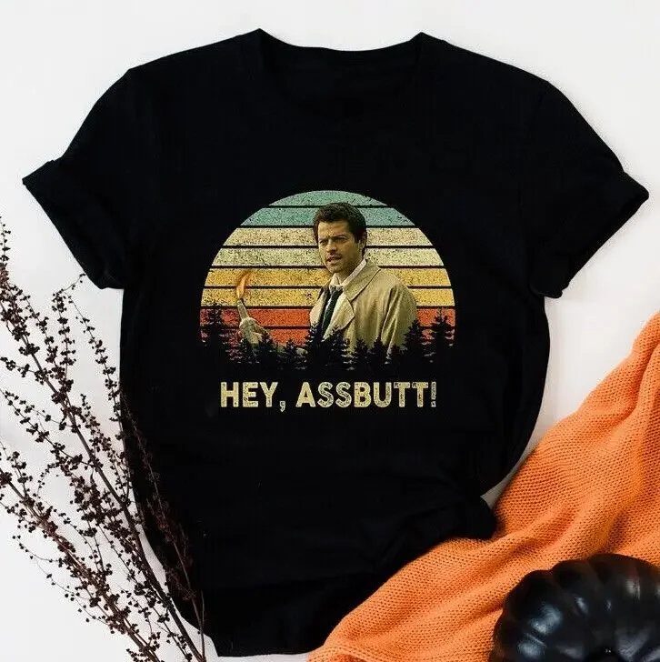 Misha Collins Hey Assbutt Vintage Movies Cytat Prezenty Dla Mężczyzn Kobiet Unisex TShirt