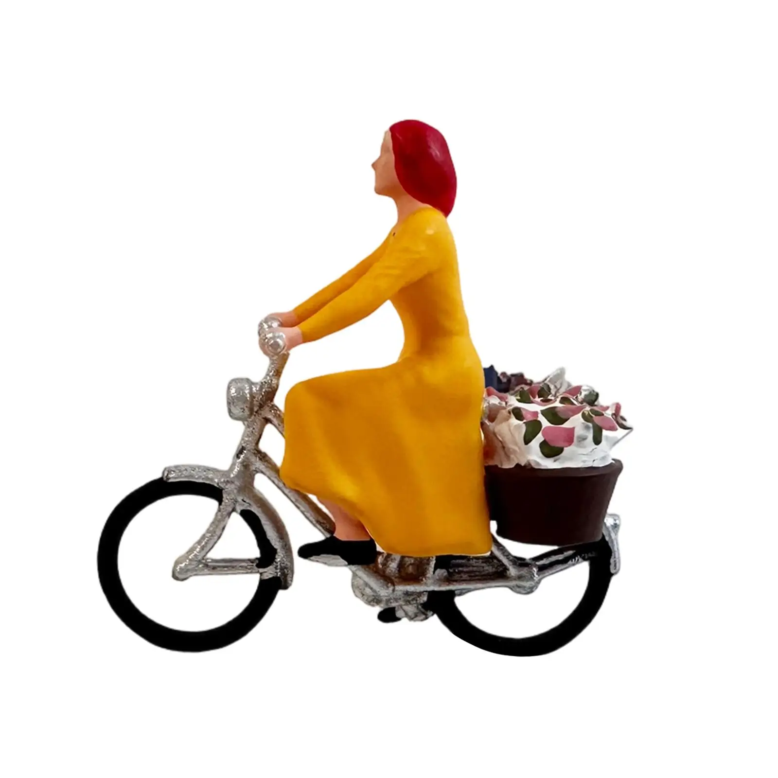 Modèle de fille à vélo à l'échelle 1/64, accessoire photo de collection, modèle de fille cycliste en résine, figurine de cycliste féminine miniature pour scène miniature