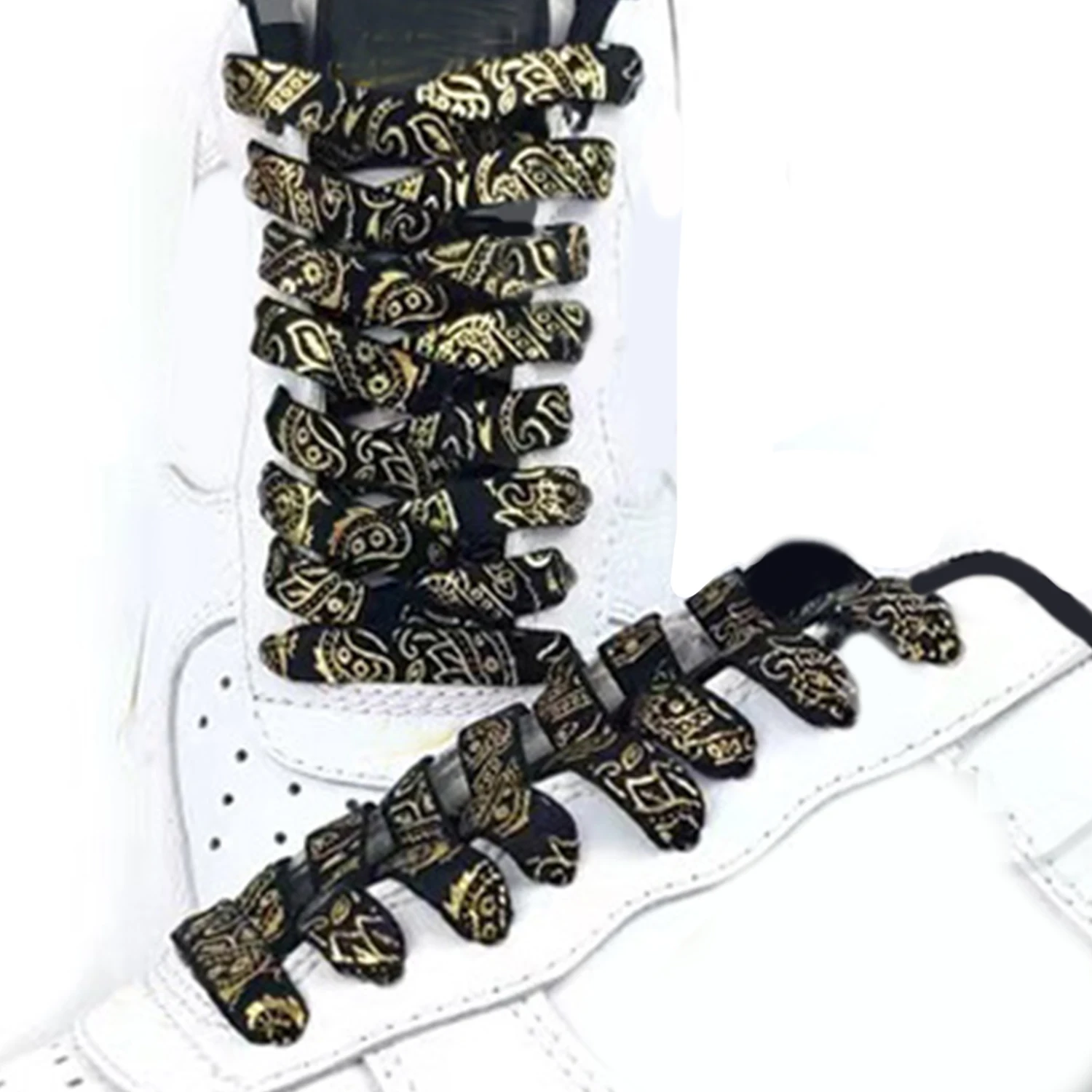 Cordones planos con estampado dorado para zapatillas de deporte, cordones informales para zapatos, accesorios para zapatos, 100cm