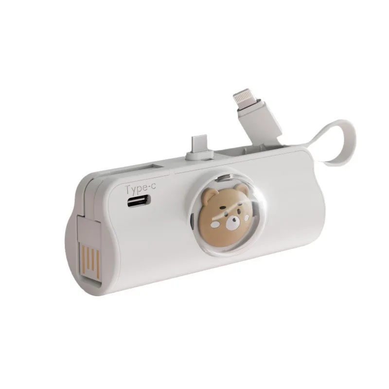 2025 アップグレードミニカプセル電源銀行 5000mAhPower ディスプレイケーブルが付属ポータブル携帯電話電源 IPhone Samsung