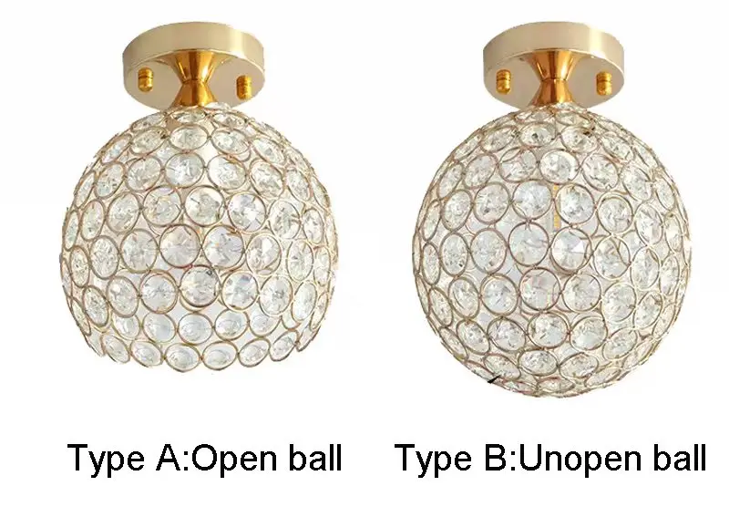 Crystal Ball E27 LED Bulb Ceiling Lamp Home Deco for Bedroom Passage Silver/Gold Shade Hardwear Lustre Luminous Lighting