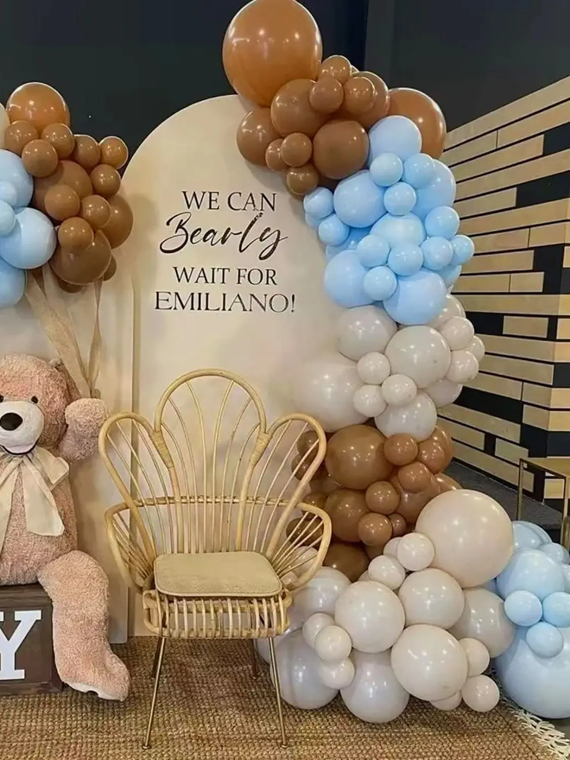 Ensemble de ballons en Latex bleu marron sable blanc, 102 pièces, adaptés aux fêtes d'anniversaire, aux mariages, décoration de fête de la saint-valentin