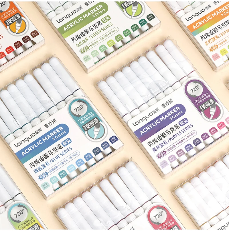 9 farben/Set Acryl Farbe Kunst Marker Stift DIY Graffiti Zeichnung Stifte Für Notebook Tagebuch Schreiben Malerei Schreibwaren – Detail 1