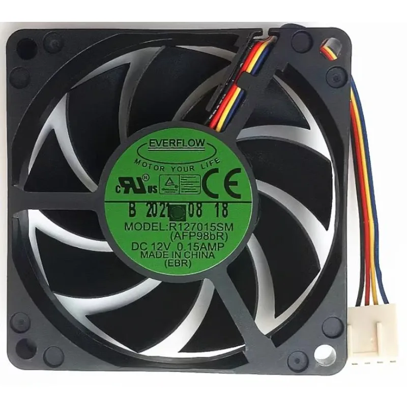 NEW Cooler Fan for EVERFLOW 7015 7CM 4-wire Speed Regulation R127015SM 12V 0.15A FAN 70*70*15MM