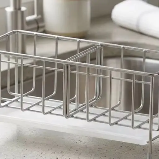 Kitchen Sink Draining Rack With Tilted Drain Compact Sponge Holder And Brush Organizer For Small Space Storage Solutions