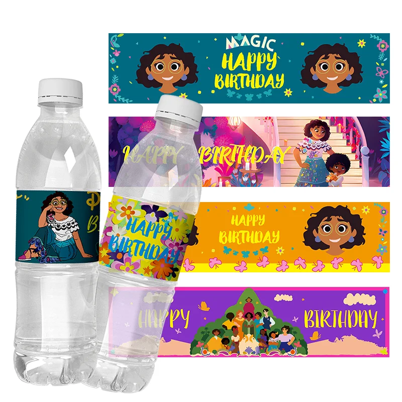 Disney Encanto Water Bottle Labels Self-adhesive Stickers for Kids Birthday Party Wedding, Baby Shower Supplies Decorations 6Pcs