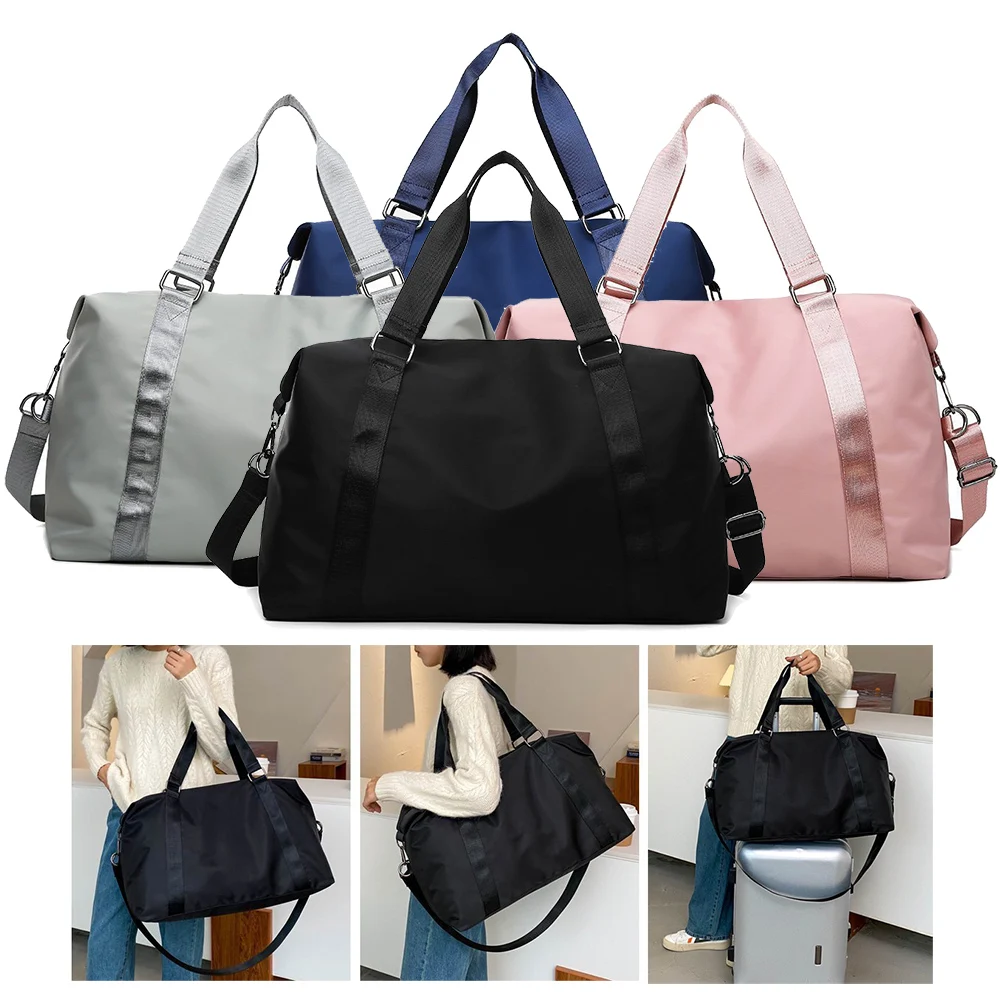 Bolso de viaje grande de nailon para mujer, bolsa de mano, impermeable, de hombro, para gimnasio, fin de semana