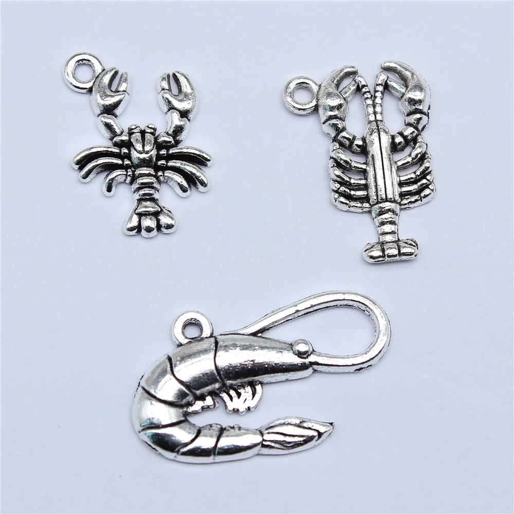 20pcs Marine Organism Shrimp Charms Animal Charms For Jewelry Making Diy Handmade Jewelry