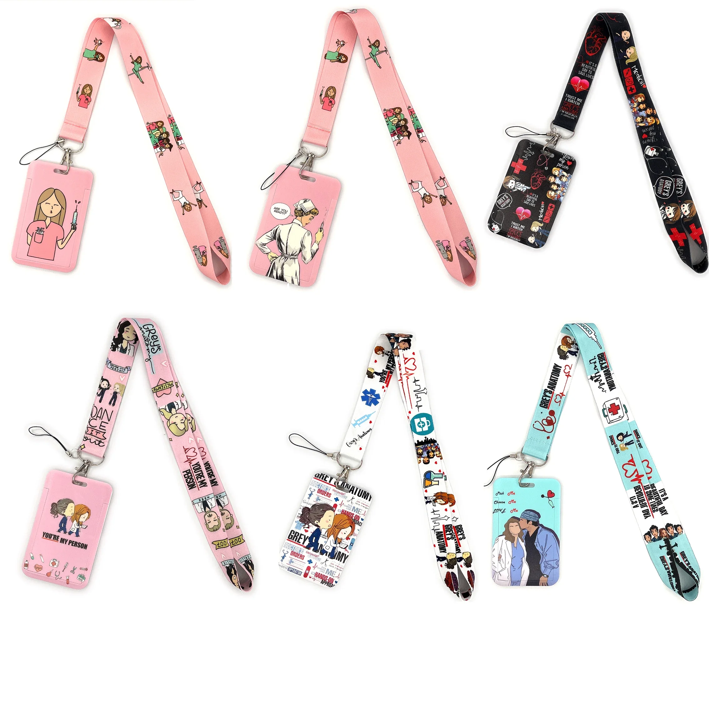 شرائط تشريح خضراء لسلسلة المفاتيح ، حامل الاعتماد الطبي ، حزام الرقبة ، شارة البطاقة ، سلسلة مفاتيح صالة الألعاب الرياضية ، ممرضة وإكسسوارات الطبيب