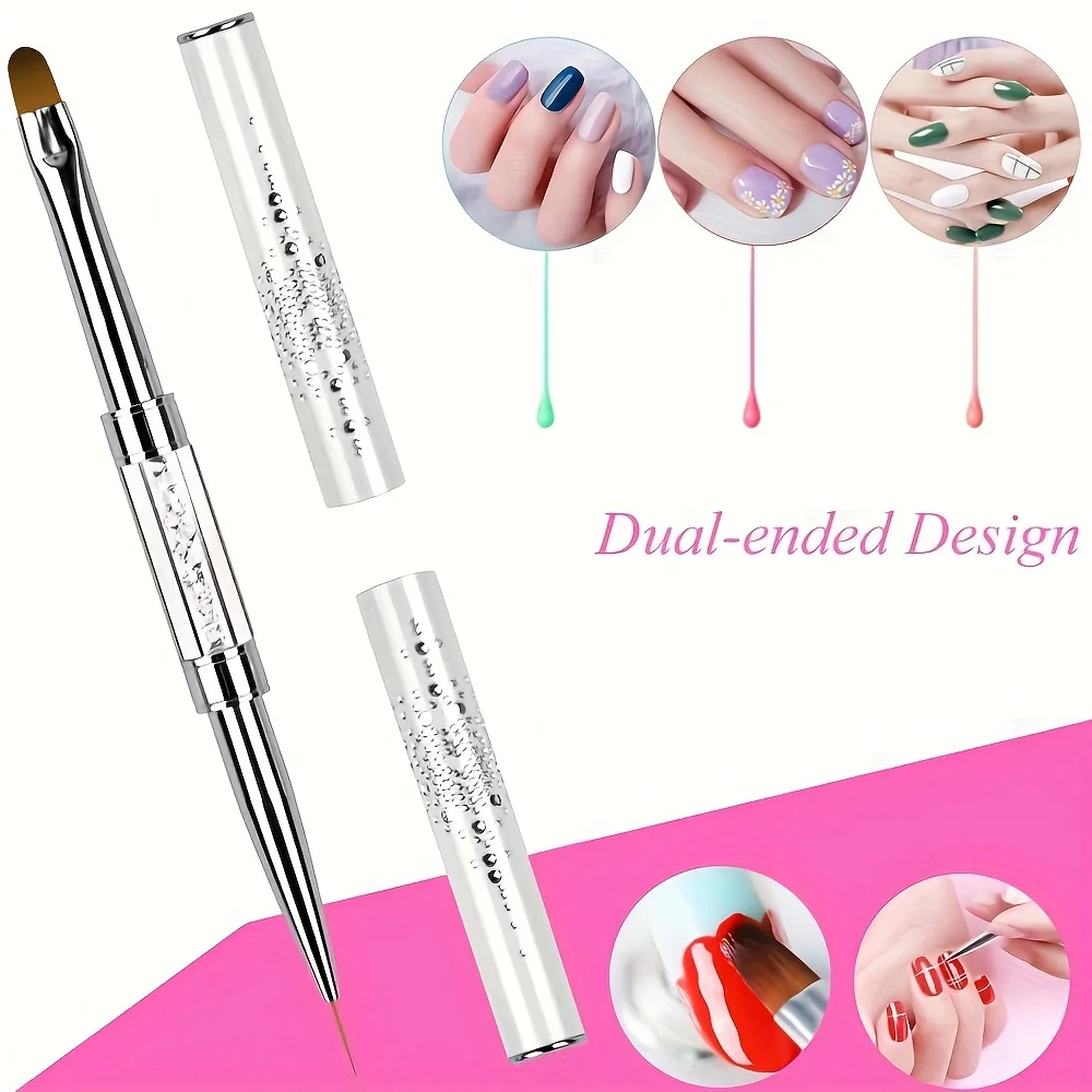 1 Stück doppelseitiger Nagelkunstpinsel, geruchloses Gel- und Nageldesign-Werkzeug, 2-in-1-Polymer-Gelpinsel und -Applikator für schnelle Nagelverlängerung – Detail 3