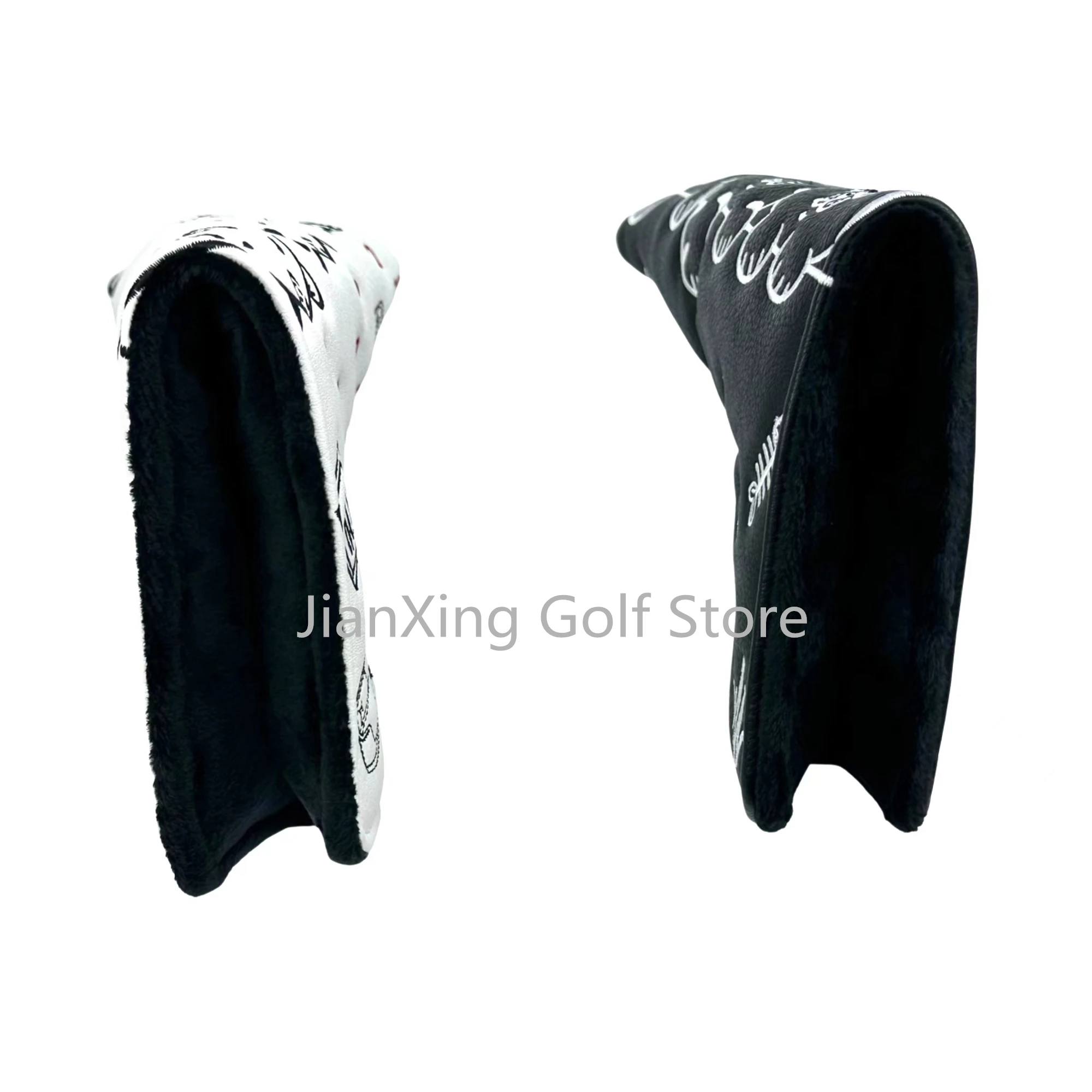 Heart shaped kitten pattern L-shaped Golf Club Blade Putter Covers Magnet Closed Styles PU Leather