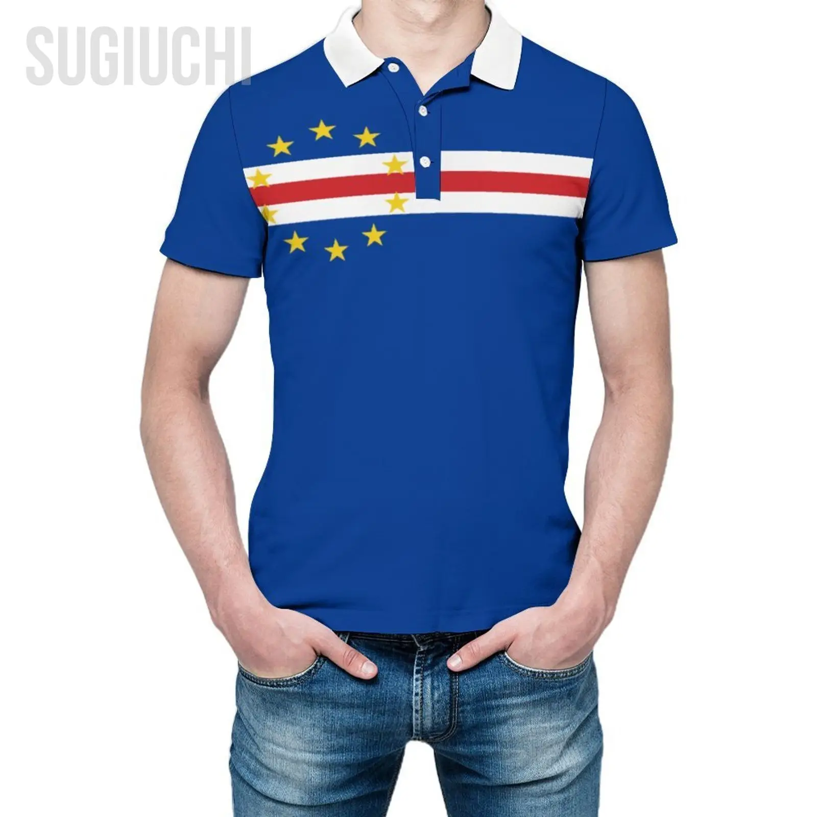 Unisex Polo Shirt Flag of Cape Verde 3D Print Man Polo Fashion Clothing Tracksuits Short Sleeves