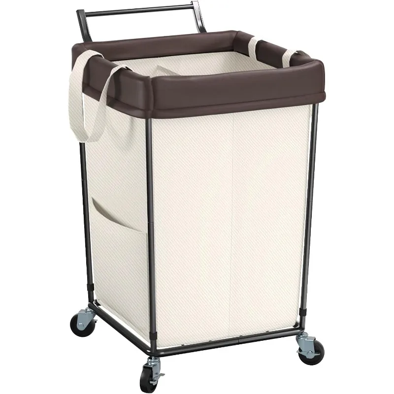 Laundry Basket with Wheels and Handle, 160L Large Rolling Laundry Basket 2 Section Laundry Hamper with Wheels