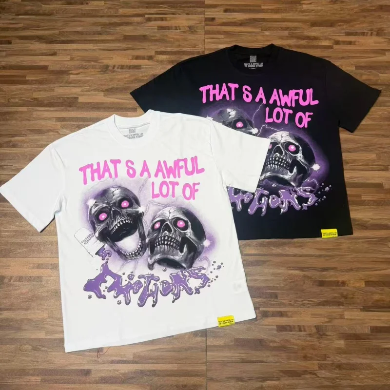 THAT'S A AWFUL LOT OF COUGH SYRUP Mechanical Skeleton Letter T-Shirt Hip-Hop Summer Short-Sleeve Cotton Men's Women's T-Shirt