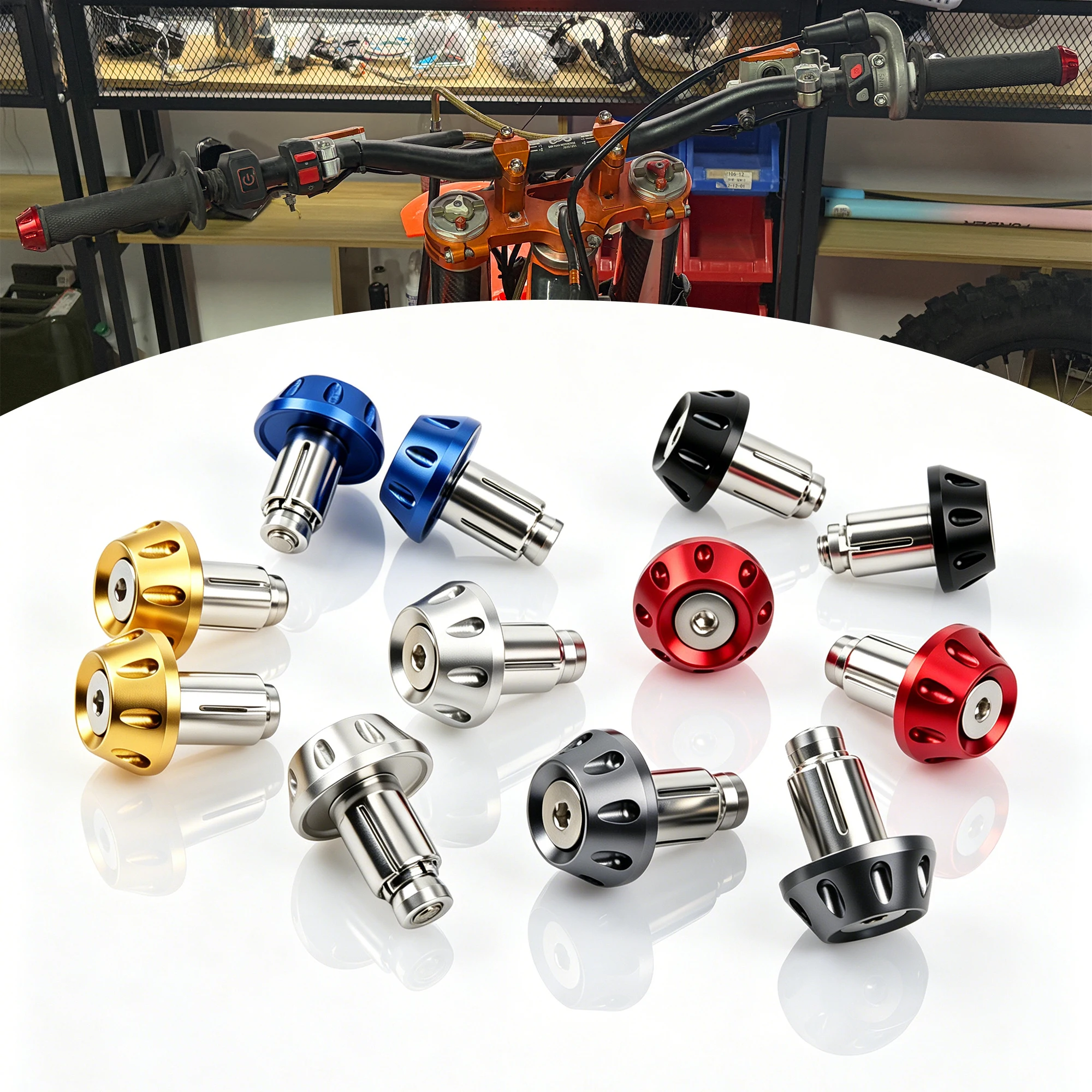 Motorcycle Universal Handlebar End Plugs Caps18MM CNC Aluminum Anti-Vibration Bar End Dirt Bike Scooter Modification Parts view 3