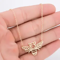 Cartoon Bee Pendant Necklace for Women Fashion Origami Animal Jewelry Girls Student Birthday Gift Delicate Necklaces
