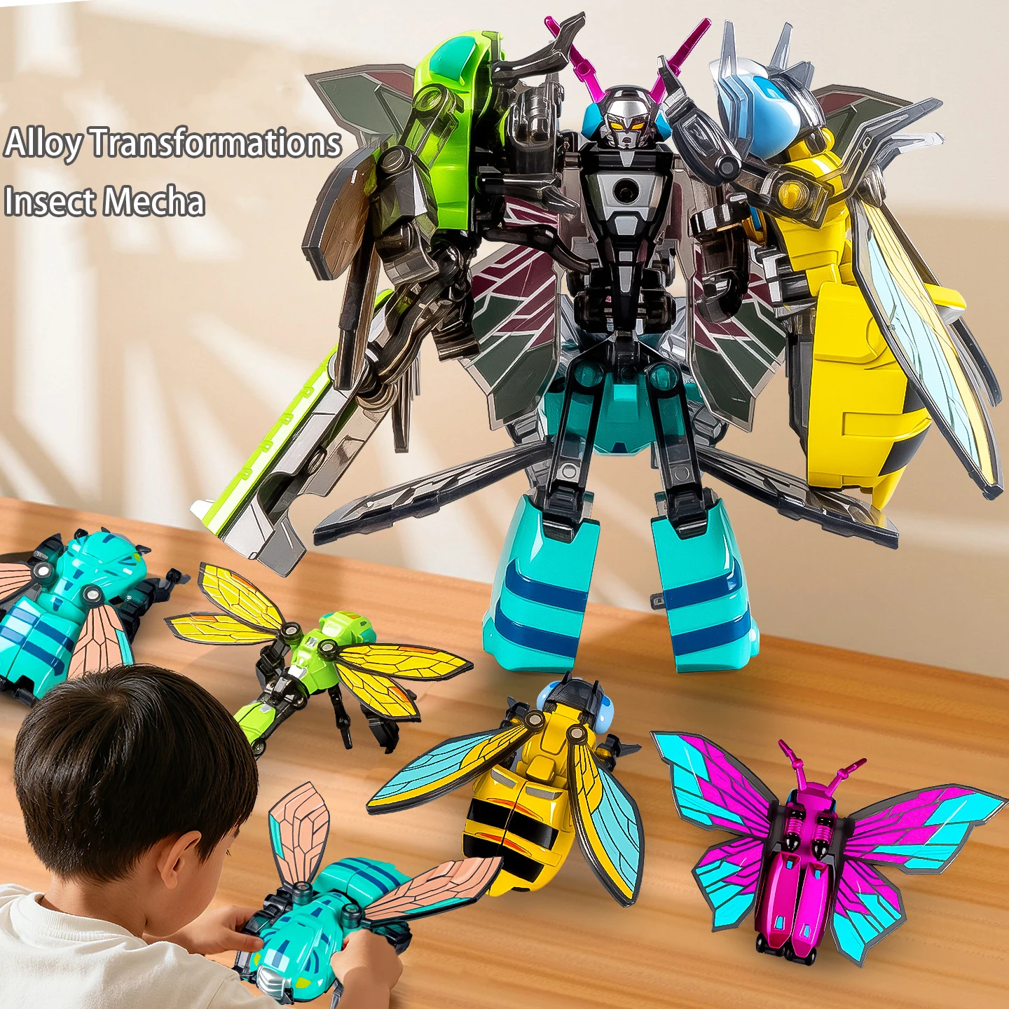 Creative Alloy Insect Transformer Mecha Toy Simulation Butterfly Dragonfly Deformabl Robot Double Combination Action Figure Gift