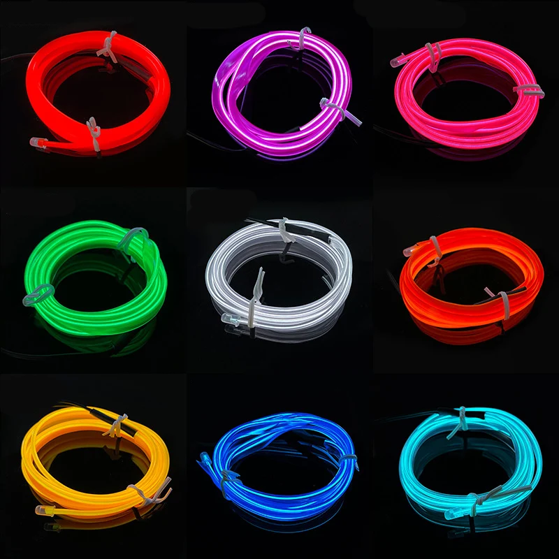 5 Meters 12V DIY Car EL Wire Rope light Interior Auto USB LED Strip Lighting  Atmosphere Decorative Lamp Flexible Neon Light