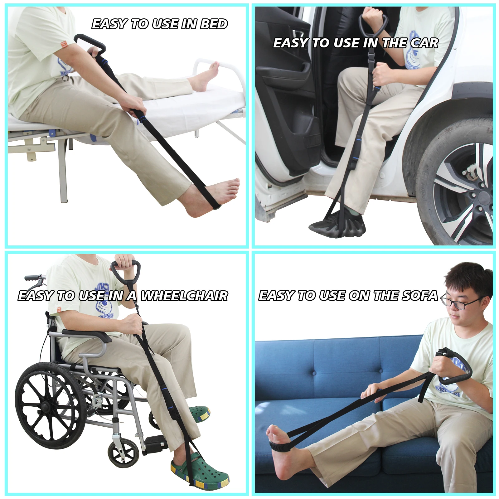 Leetye Mei leg Lifter with Two Handles,Assist Aid Walking Belt,Mobility Aid for Hip & Knee Replacement,Leg Lifter Strap