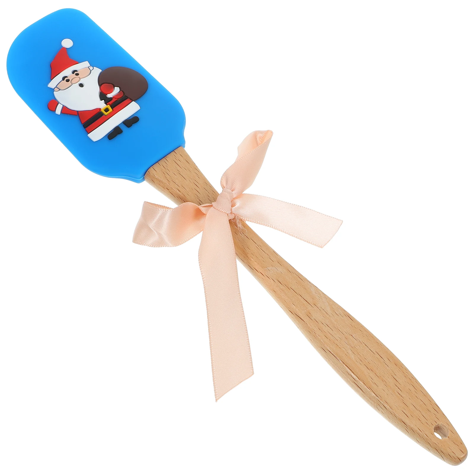 

Christmas Silicone Spatula Wooden Handle Cream Butter Scraper Ideal for Baking and Cooking Festive Kitchen Tool Blue