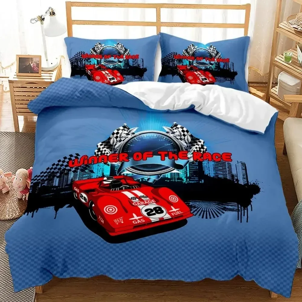 Race Car Bedding Set Boys Extreme Sports Duvet Cover Set Cool Car Comforter Cover Car Sports Queen Size Polyester Quilt Cover