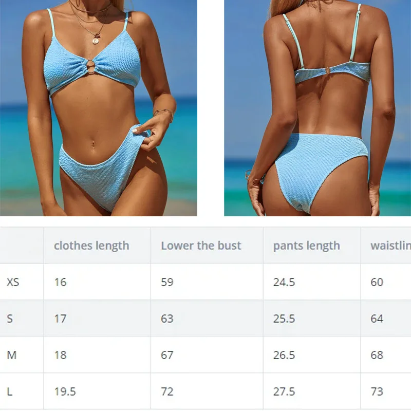 Solid color sexy triangle cup fashionable metal circle high cut briefs bikini suit