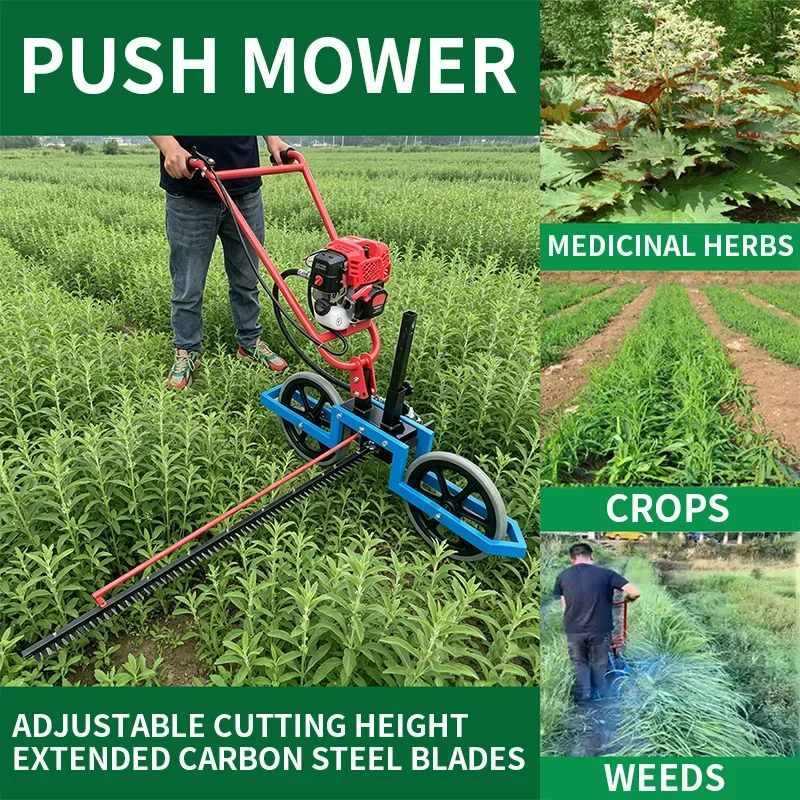 Push-Behind Lawn Mower, Four-Stroke Mower, Push-Behind Ground-Level Leek Harvester, Herbal Plant Harvesting Tool