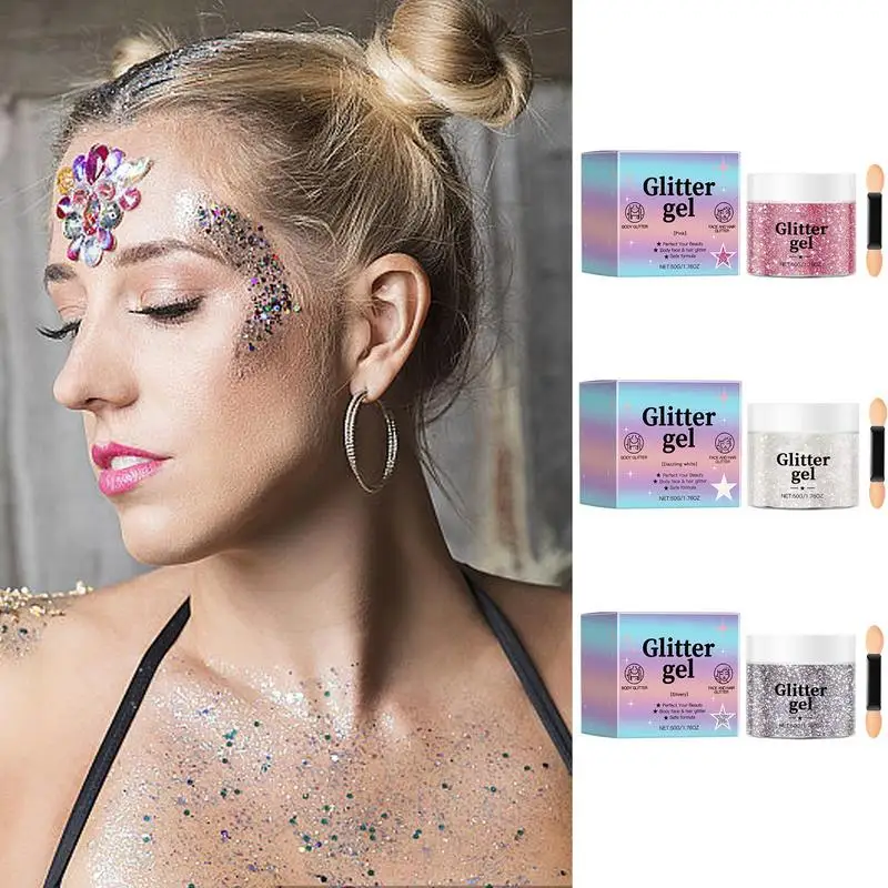 Face Body Glitter Gel Long Lasting Waterproof Eye Hair Eyeshadow multifunzionale Party Festival Stage Deco Makeup Cosmetics