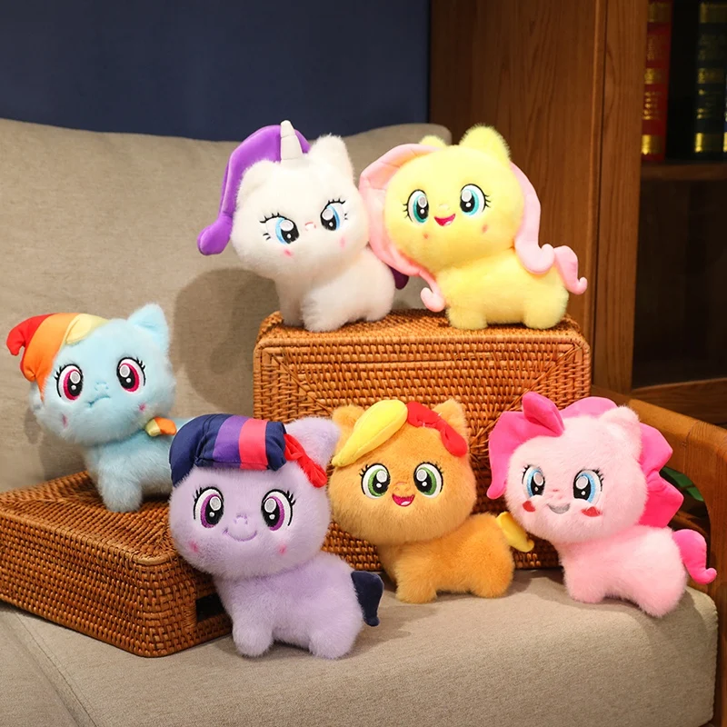 Mini My Little Pony Plush Toys Anime Twilight Sparkle Fluttershy Pinkie Pie Bazaar Dog Doll Cartoon Soft Kawaii Toy Kid Gifts