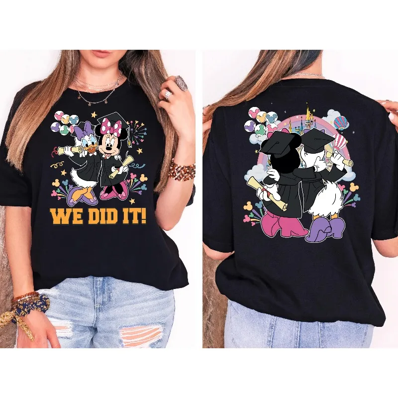 

Выпускная рубашка с Минни и Дейзи Диснея, женская футболка, новая летняя мужская и женская повседневная модная уличная одежда