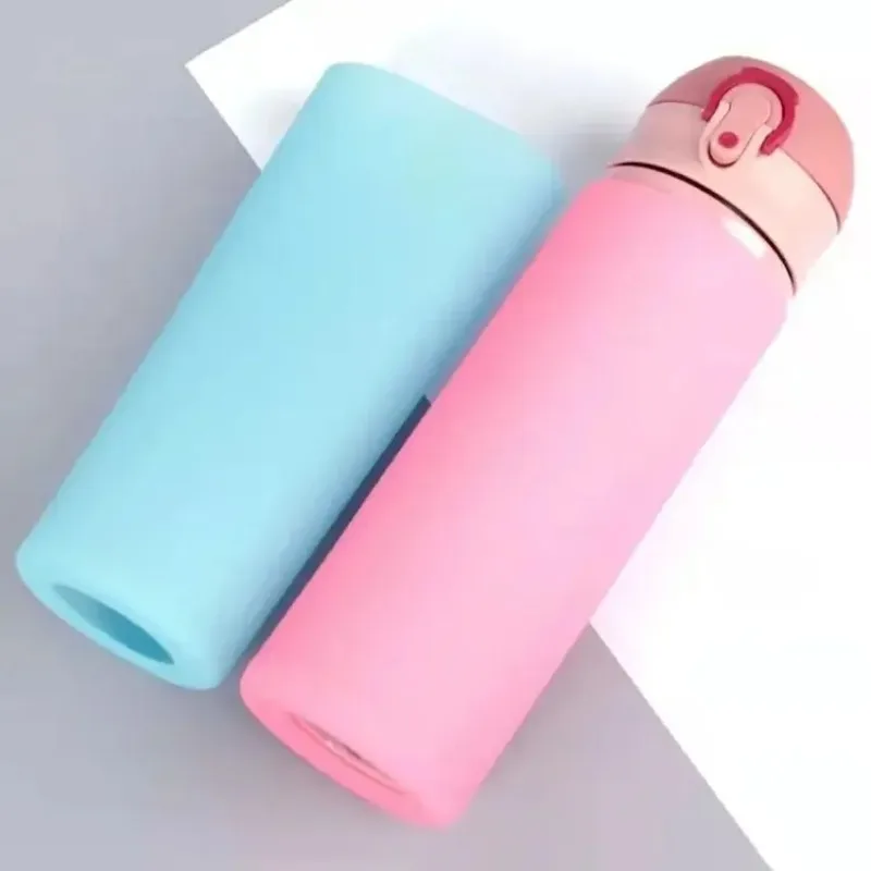 Silicone Protective Cup Cover Straight Cylinder Thermos Cup Non Slip Glass Water Baby Bottle Anti Scalding And Heat Insulation