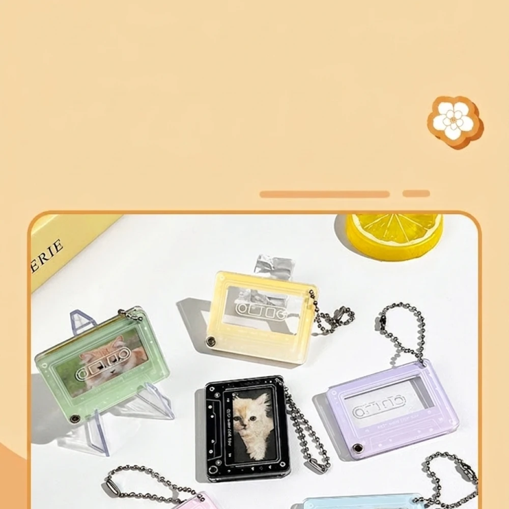 Acrylic Picture Frame Keyring Music Player Design Portable Display Pendant Trendy Bag Hanger Unique Gift For Lovers