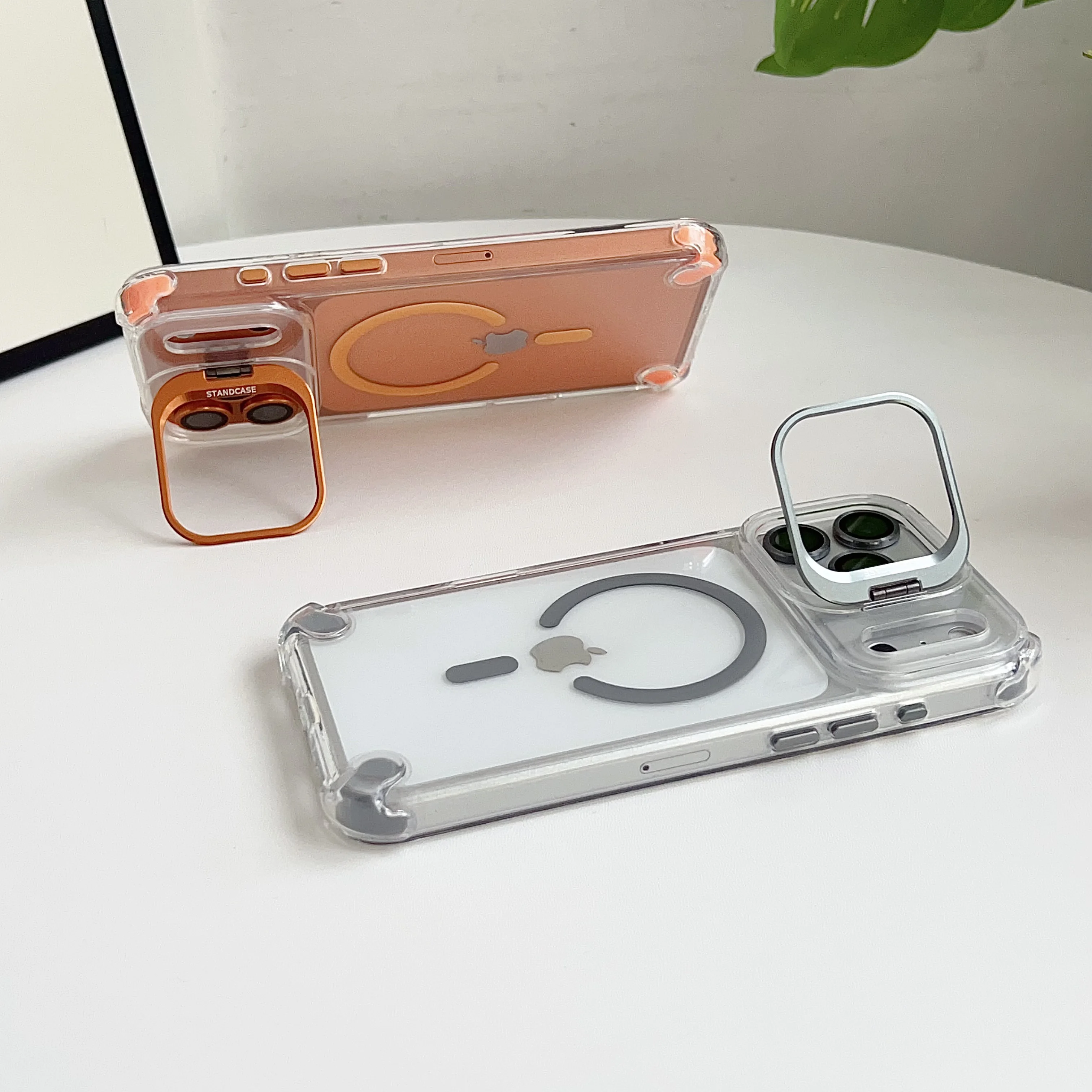 For Magsafe Hidden Holder Clear Case For iPhone 17 Pro Max Air 16 15 14 Plus 13 12 With Camera Glass Protector Shockproof Cover - view 3