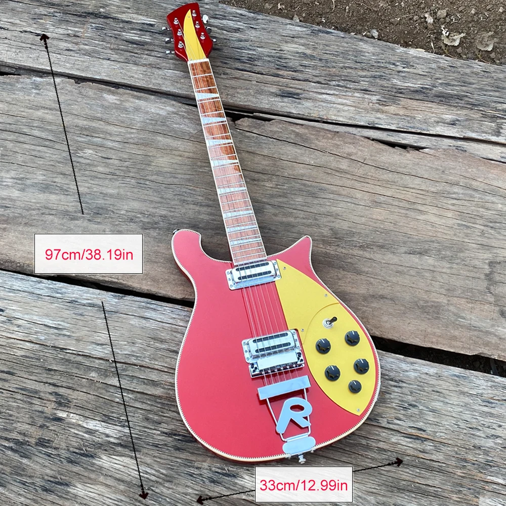 660 Electric Guitar Metallic Red Color 6 String Guitarra Gold Pickguard R Shaped Tailpiece Checkerboard Binding
