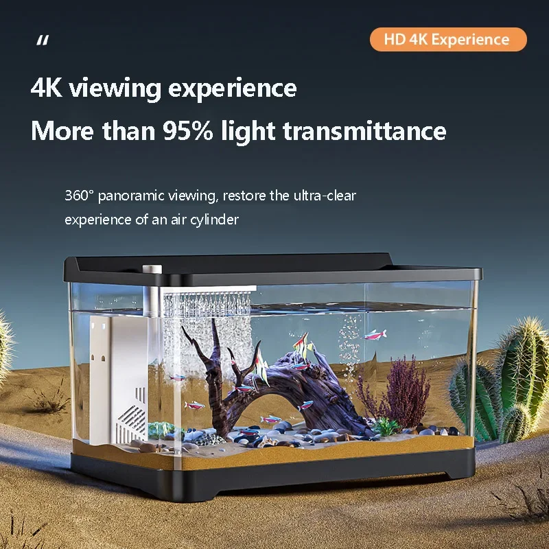 Small Fish Tank Landscape Ecological Full Set Filter Oxygen Generator Living Room New Home Goldfish Tank with Light