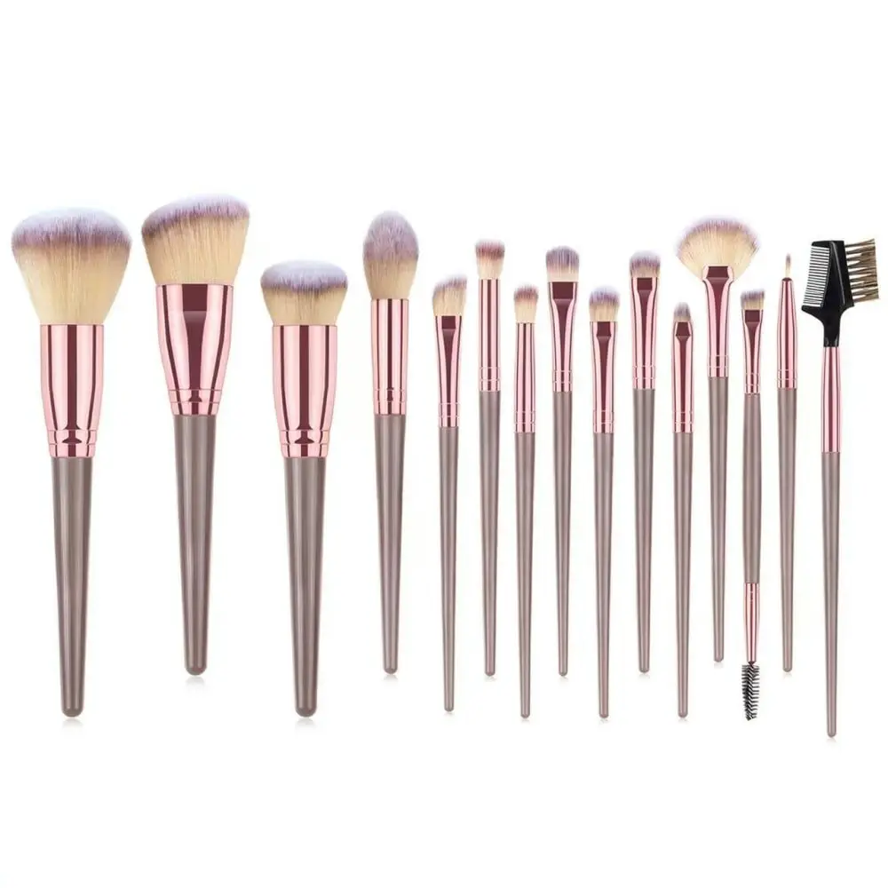 Essential Champagne Gold Makeup Brush Set Soft Synthetic Fiber Cosmetic Tools For Foundation Eye Blending Beauty Routine