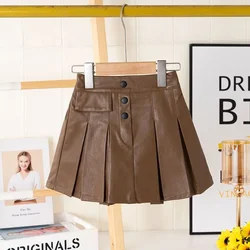 New Spring Autumn Summer Girls Kids PU Short skirts Fashion Casual Comfortable Cute Baby Children Clothing