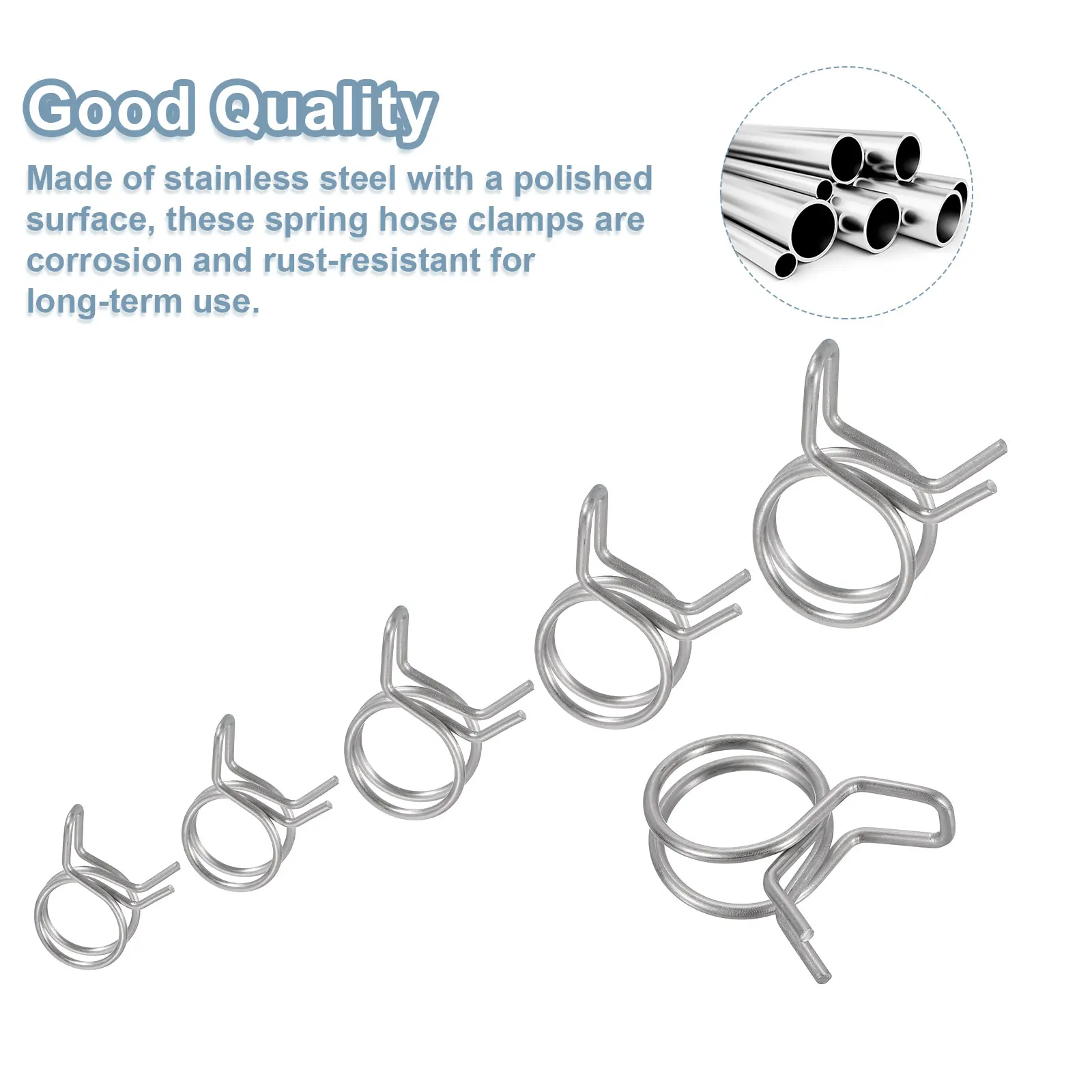 Uxcell 15/25pcs Double Wire Spring Hose Clamp for Vacuum Air Hoses Water Pipes 5/6/7/8/9/10/11/12/13/14/15/16/17/18/19/20mm