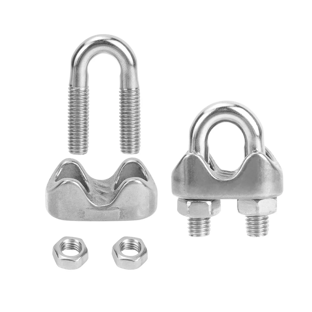 M5 Cable Clamp Kit 8PCS 304 Stainless Steel with 4 Thimbles 3/16 and Hex Wrench for Tent Lines Clotheslines Safety