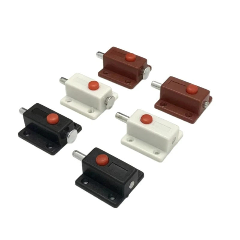 Automatic Plastic Button Spring Latch Triangle Cabinet Window Door Lock Wooden Door Fastener