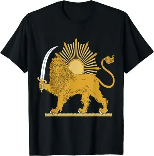 NEW LIMITED Coat Of Arms Emblem Sword Lion Iran Iranian Symbol T-Shirt